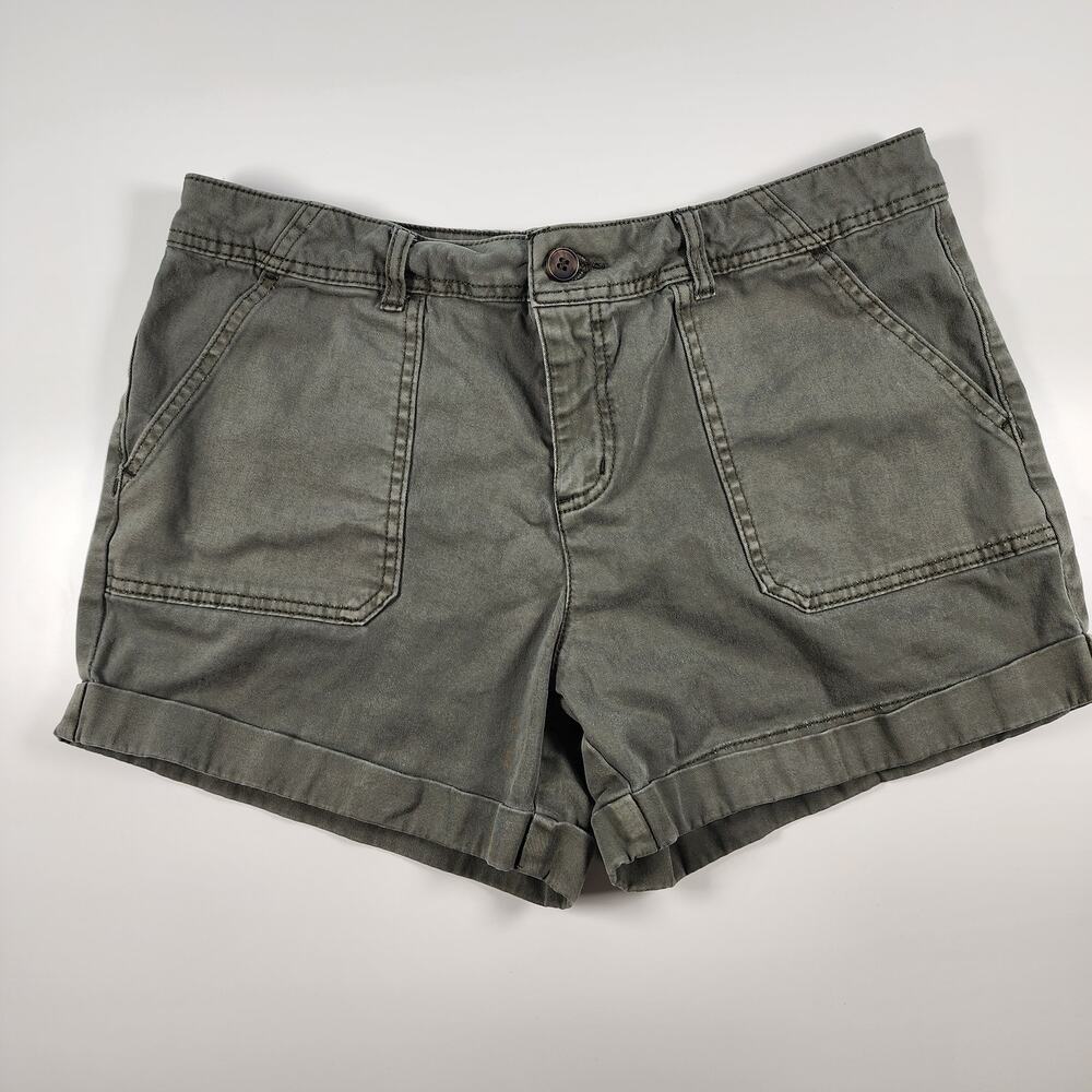 C&C California Olive Green‎ Utility Shorts Rolled Hem Casual Sz 10